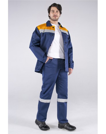 Костюм Стандарт СОП (тк.Смесовая,210) брюки, т.синий/оранжевый