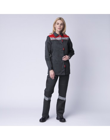 Костюм женский Весна-2 СОП NEW (тк.Смесовая,210) п/к, т.серый/красный
