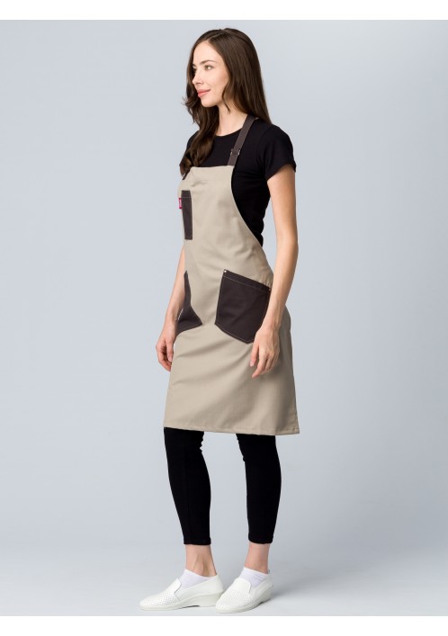Фартук с грудкой универсальный Крафт (тк.Форвард,210), бежевый/коричневый (024) Фартук с грудкой универсальный Крафт (тк.Форвард,210), бежевый/коричневый (024)