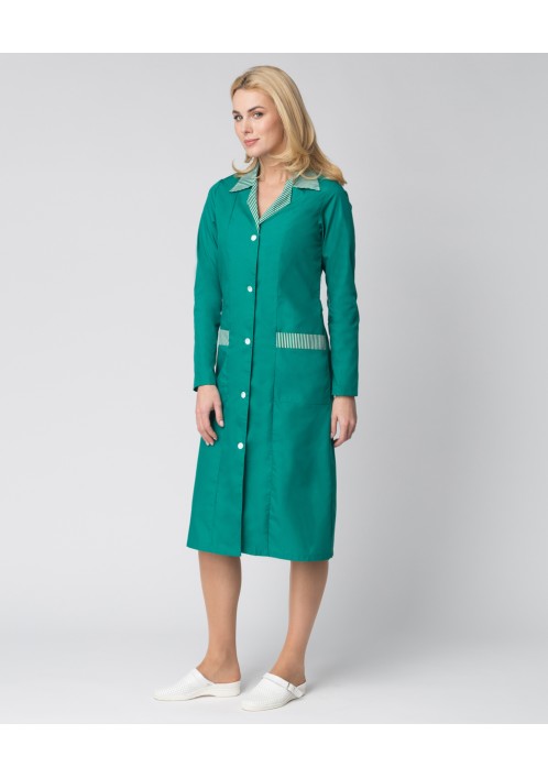 Халат женский Надежда (тк.ТиСи), зеленый/полоска Халат женский Надежда (тк.ТиСи), зеленый/полоска