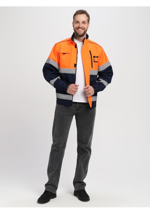 Куртка-трансформер сигнальная Profline Specialist МВО (тк.Смесовая,240), оранжевый/т.синий Куртка-трансформер сигнальная Profline Specialist МВО (тк.Смесовая,240), оранжевый/т.синий