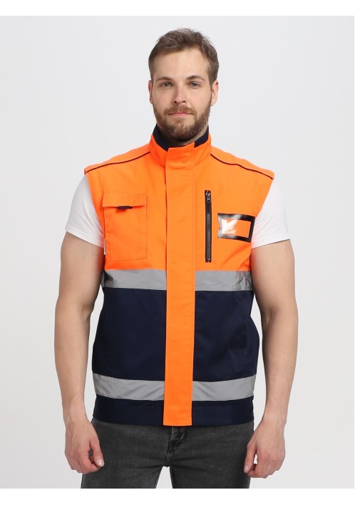 Куртка-трансформер сигнальная Profline Specialist МВО (тк.Смесовая,240), оранжевый/т.синий Куртка-трансформер сигнальная Profline Specialist МВО (тк.Смесовая,240), оранжевый/т.синий