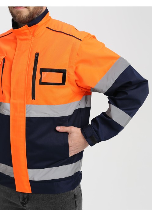Куртка-трансформер сигнальная Profline Specialist МВО (тк.Смесовая,240), оранжевый/т.синий Куртка-трансформер сигнальная Profline Specialist МВО (тк.Смесовая,240), оранжевый/т.синий