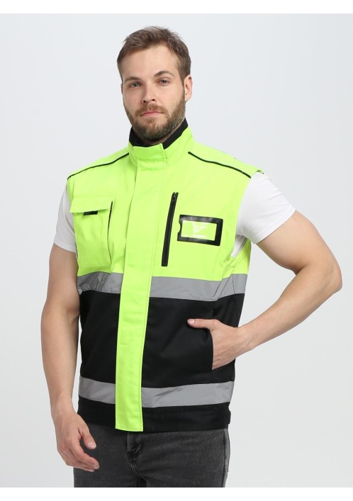 Куртка-трансформер сигнальная Profline Specialist МВО (тк.Смесовая,240), желтый/черный Куртка-трансформер сигнальная Profline Specialist МВО (тк.Смесовая,240), желтый/черный