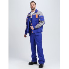 Костюм Союз-Профессионал-2 (тк.Смесовая,240) п/к, васильковый/св.серый/оранжевый