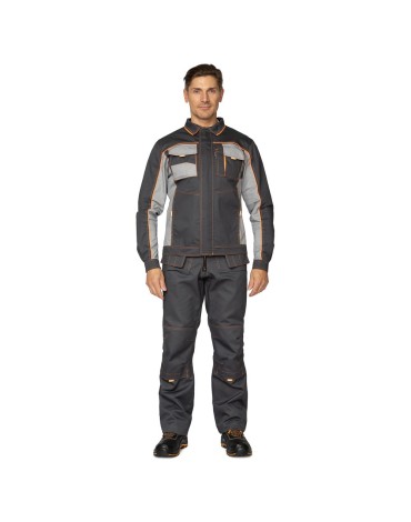 Костюм Бренд 2 (тк.Смесовая,240) п/к, т.серый/св.серый/оранжевый 