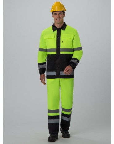 Костюм Дорожник (тк. Смесовая,210) п/к, лимонный/черный