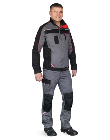 Костюм "КОСТА" куртка/брюки цвет: СЕРЫЙ/ЧЕРНЫЙ