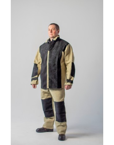 Костюм сварщика летний комбинированный со спилком 1,5 (Брезент 550 гр/спилок 0,9-1,1) (2 кл.защиты)