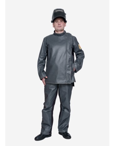 Костюм сварщика летний с силиконизированным покрытием Ворк-М3 (3 кл.защиты) брюки, зеленый/черный