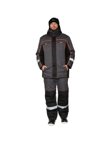 Костюм зимний Бренд с п/к, т.серый/черный 