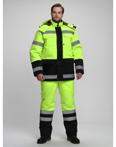 Костюм зимний Дорожник-Ультра (тк.Смесовая,210) п/к, лимонный/черный
