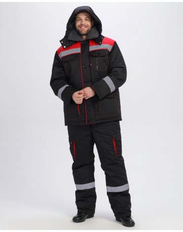 Костюм зимний Титан-Ультра (тк.Смесовая,240) п/к, черный/красный