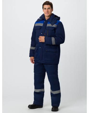 Костюм зимний Титан (тк.Смесовая,210) п/к, т.синий/васильковый