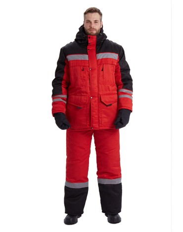 Костюм зимний "ЗИМНИК" куртка/брюки, цвет: красный/черный