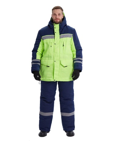 Костюм зимний "ЗИМНИК" куртка/брюки, цвет: лимонный/т.синий