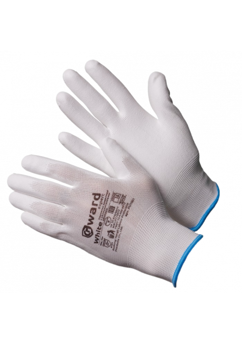 Перчатки Gward нейлоновые с полиуретановым покрытием, белый, PU1001