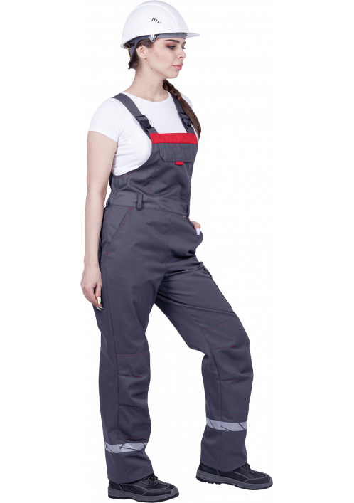 Полукомбинезон женский ХАЙ-ТЕК SAFETY летний, серый/красный