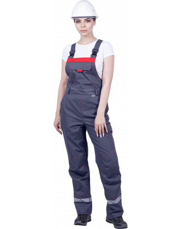 Полукомбинезон женский ХАЙ-ТЕК SAFETY летний, серый/красный