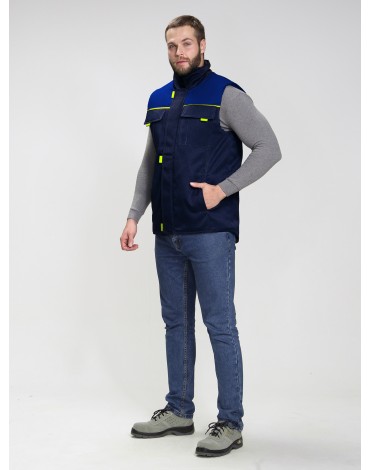 Жилет утепленный Фаворит (тк.Смесовая,210), т.синий/васильковый