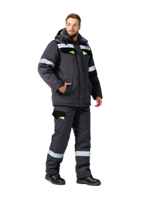 Костюм зимний Ховард (тк.OxLine) п/к, т.серый/черный/лимонный