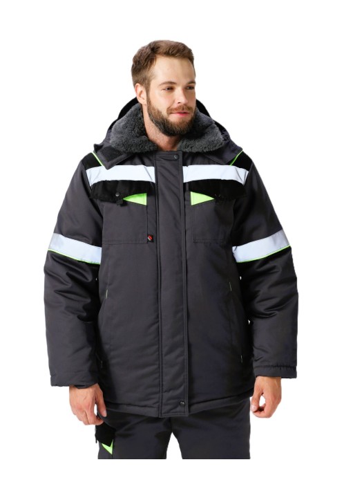 Костюм зимний Ховард (тк.OxLine) п/к, т.серый/черный/лимонный