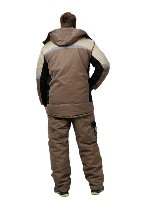 Костюм Фаворит-Мега (тк. Смесовая, 240) с брюками, коричневый/черный/бежевый