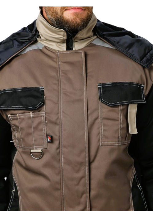 Костюм Фаворит-Мега (тк. Смесовая, 240) с брюками, коричневый/черный/бежевый