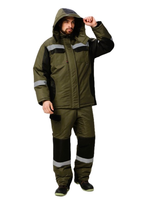 Костюм зимний Вектрон-2 СОП (тк.Таслан,135) п/к, хаки/черный