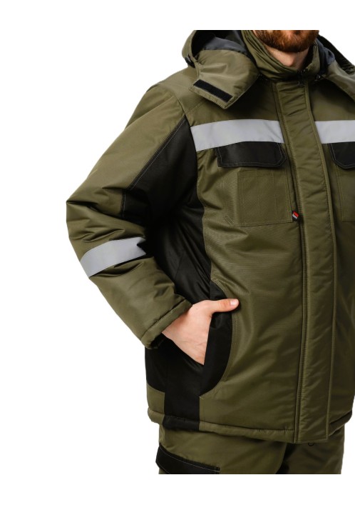 Костюм зимний Вектрон-2 СОП (тк.Таслан,135) п/к, хаки/черный