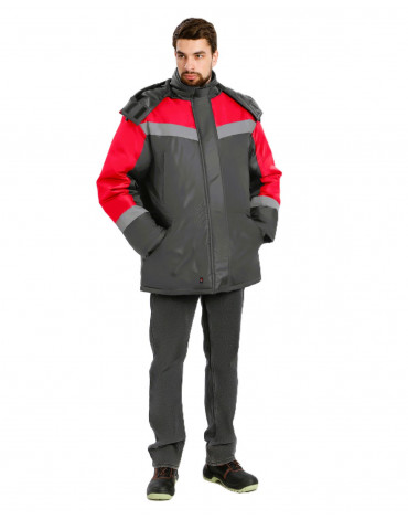 Куртка зимняя Лигор СОП (тк.OxLine,90), т.серый/красный