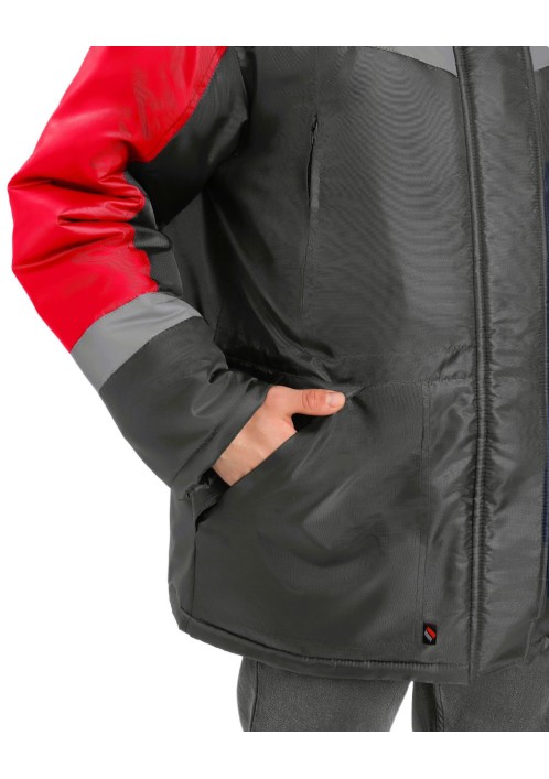 Зимняя рабочая куртка Лигор СОП темно-серый - красный арт 87494680 мужская