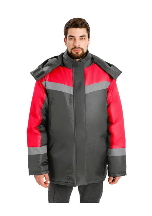 Зимняя рабочая куртка Лигор СОП темно-серый - красный арт 87494680 мужская