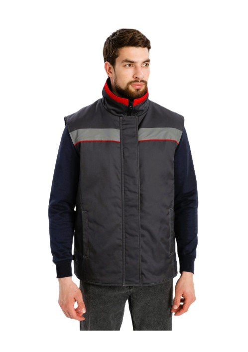 Жилет утепленный Грей (тк.Балтекс,210), т.серый/красный