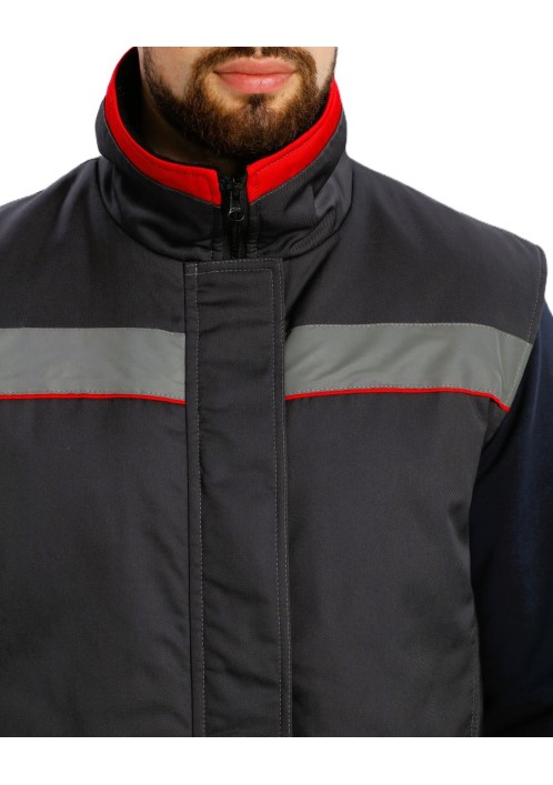 Жилет утепленный Грей (тк.Балтекс,210), т.серый/красный