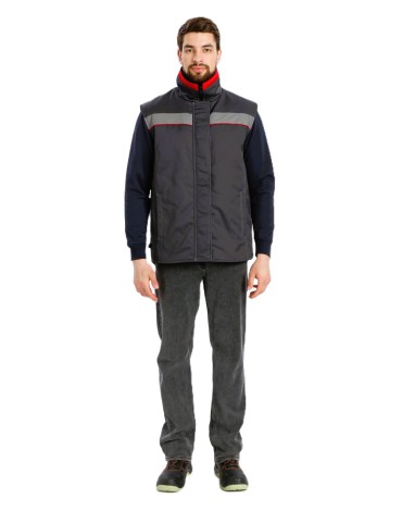 Жилет утепленный Грей (тк.Балтекс,210), т.серый/красный