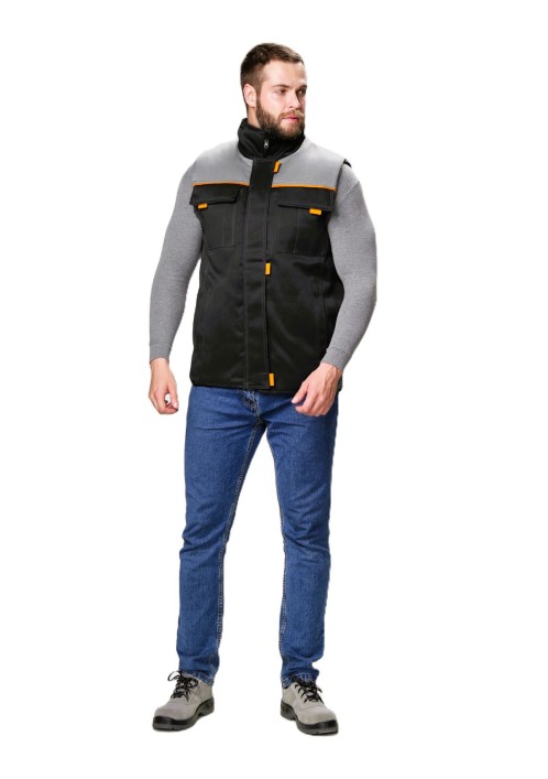 Жилет утепленный Фаворит (тк.Смесовая,210), черный/серый