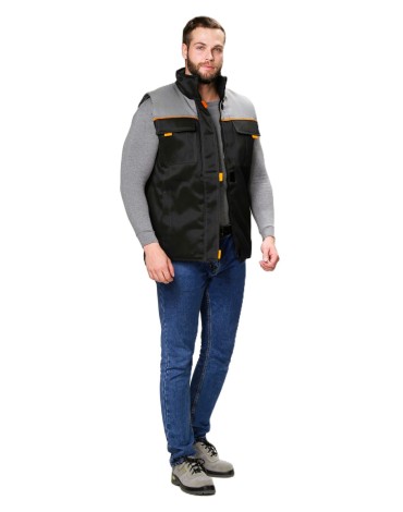 Жилет утепленный Фаворит (тк.Смесовая,210), черный/серый