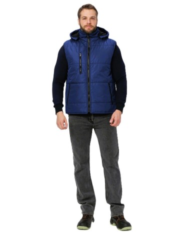 Жилет утепленный с капюшоном Резко, темно-синий