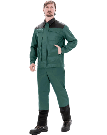 Костюм летний рабочий ТЕХНИК 2 темно-зеленый - черный арт Кос 053