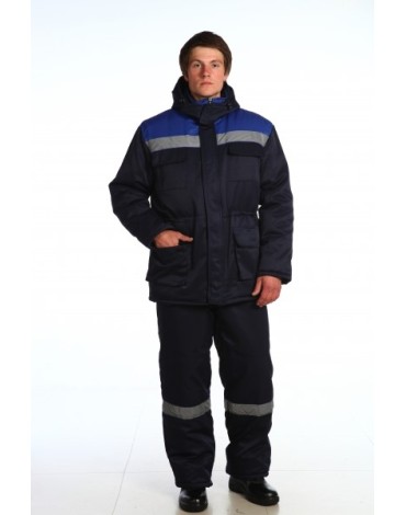 Костюм зимний "БУРАН" куртка/полукомб. цвет: т.синий/василек