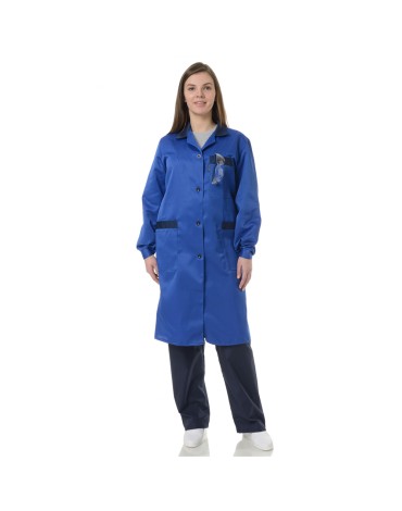 Халат женский Технолог, васильковый/т.синий