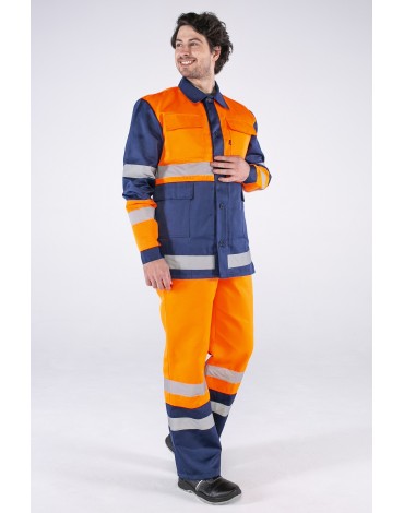 Костюм Дорожник (тк.Смесовая,210) п/к, оранжевый/т.синий