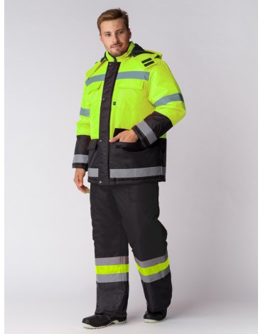 Костюм зимний Дорожник (Оксфорд) брюки, лимонный/черный