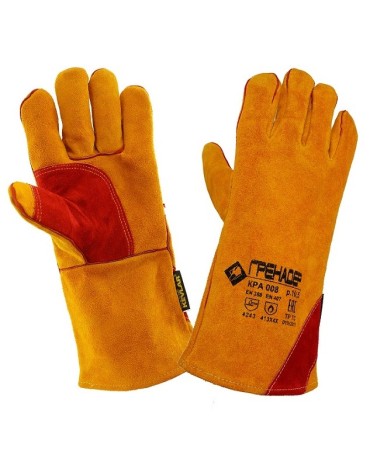 Краги спилковые утепленные (искусственный мех) ГРЕНАДЕР желтые с усилением, КРА009