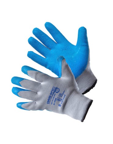 Перчатки АМПАРО™ София Фрост двойные (полиэфир+рельефный латекс), серый/синий, 428480