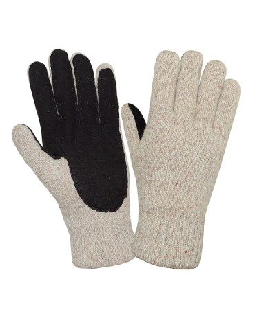 Перчатки шерстяные со спилковыми накладками ХАКАСЫ (утеп. Тинсулейт)