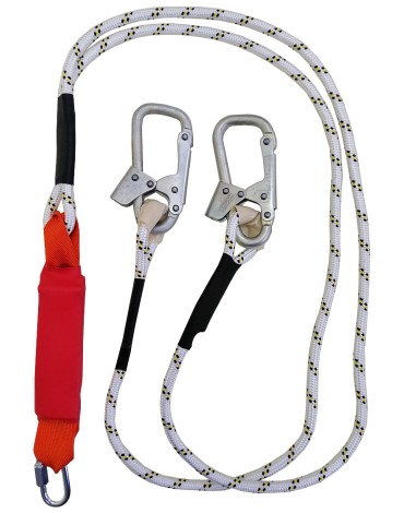Строп аВерд+Кс (веревка) двойной с амортизатором 1 монт.кар.+1 соед.кар. 1,5м