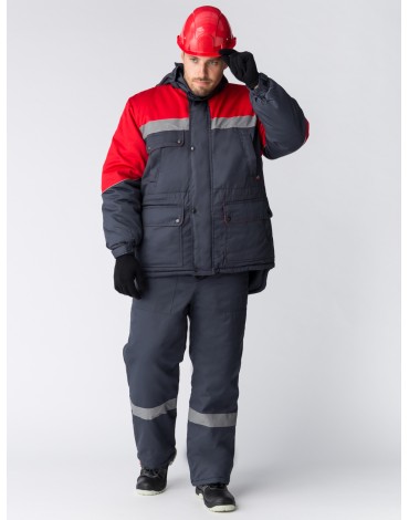 Костюм зимний Сибер СОП (тк.Балтекс,210) п/к, т.серый/красный