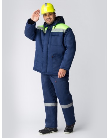 Куртка зимняя Экспертный-Люкс NEW (Смесовая, 210), темно-синий/лимонный